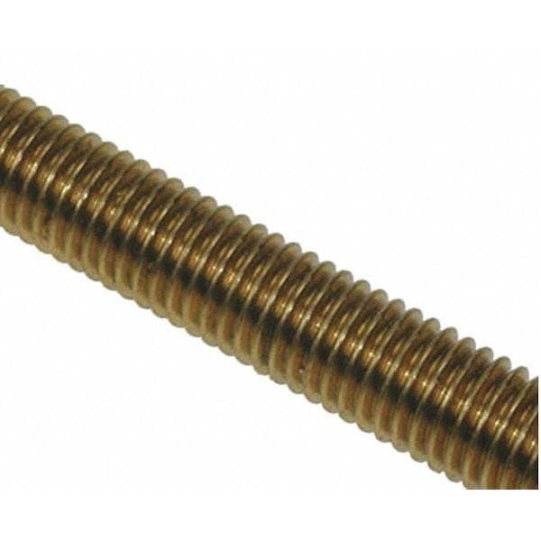 Threaded Rod, 3/8"-24, Brass, Plain Finish, Mfr: 36642-A