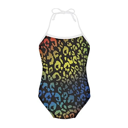 Image of Pinupub Girls Cute Swimsuit One Piece Bathing Suit Sleeveless Halter Neck Swimwear Beachwear