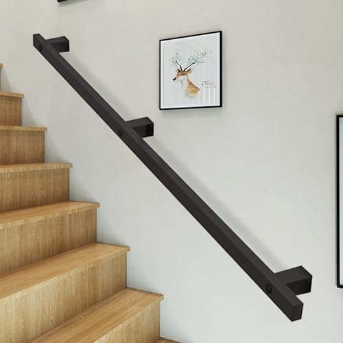Rampe d'escalier moderne en fer forgé noir de style épuré