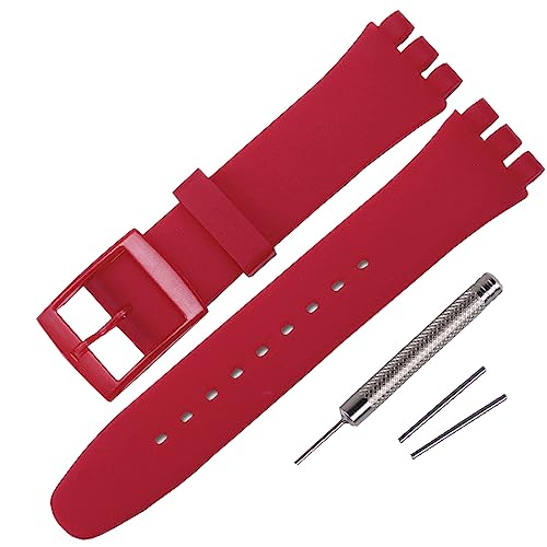 Rihahisy Correa de reloj de goma de silicona de repuesto para Swatch, 17mm, Silicona, No es una piedra preciosa