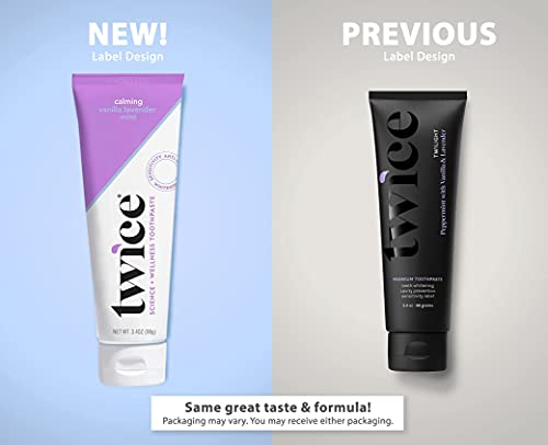 Twice Toothpaste - Sls Free Toothpaste With Fluoride For Tooth Remineralization - Sensitive Teeth Whitening With Cavity Protection - (Calming Vanilla Lavender Mint) #TOP2