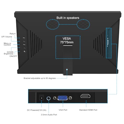 Image of 13.3-Inch Portable Monitor HDMI Monitor 1366 * 768P 60HZ HD with Built-in Dual Speakers, Game Console Monitor, HDMI Type-C Suitable for Laptops /Computers /PC /Mac /PS5 /4