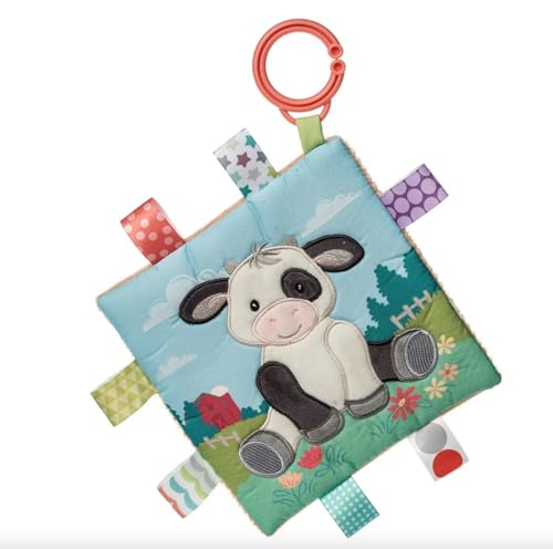 Image of Taggies Crinkle Me Toy with Baby Paper & Squeaker with Sensory Tags, 6 x 6-inches, Buttercup Cow