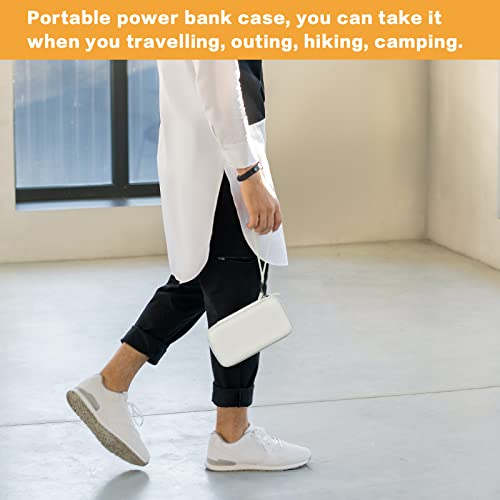 Allprimo Case Comaptible With Anker 313 Power Bank (For Powercore Slim 10K) 10000Mah Battery Pack. Portable Charger Storage Holder Bag With Pocket & Hand Strap (Box Only)- White #TOP6