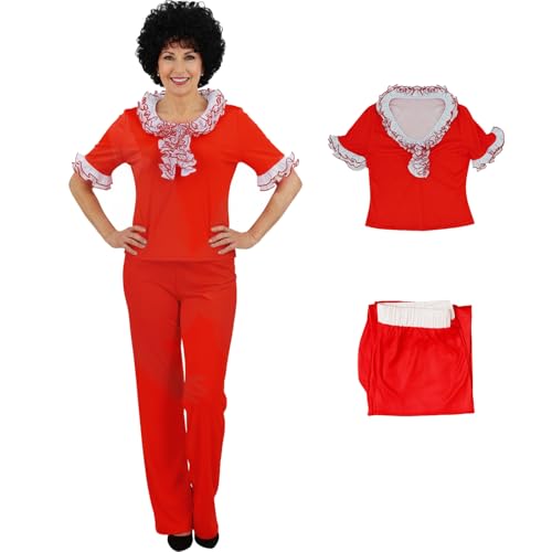Tvnxdgl Women Sally O’Malley Costume I'm 50 Kick Outfit Saturday Night TV Show Cosplay Red Top Pants Set for Adult Halloween 3XL