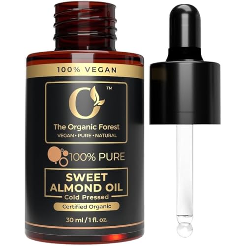 Plant Based Sweet Almond Oil Organic Cold Pressed Almond Oil for Skin Hair Nails & Body Ideal for Face Glow Hair Strength & Nail Care Used By Women & Men