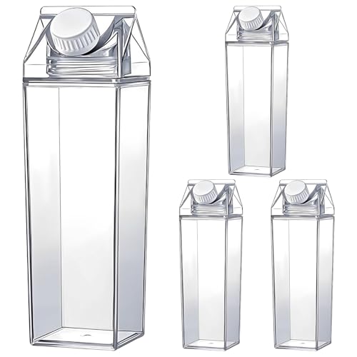 ZLHETWT 4Pcs Milk Carton Water Bottle, Milk Carton Water Bottle, Large Capacity Cup Easy to Pour Portable Milk Carton Mug Suitable for Travelling