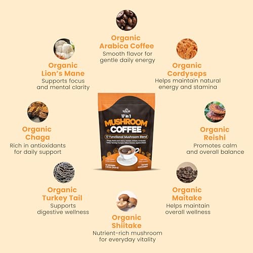 Organic Mushroom Coffee 17-Mushroom Instant Blend