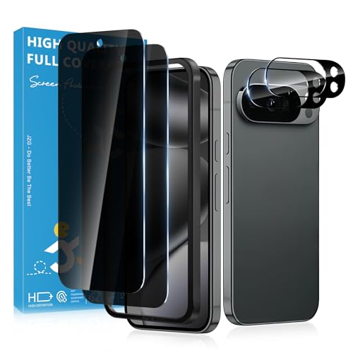 JavoYion 2 Pack for Google Pixel 10 Pro Privacy Screen Protector 2 Pack Camera Protector Fingerprint Compatible Anti Spy 9H Hardness Glass for Google Pixel 10 Pro Screen Protector
