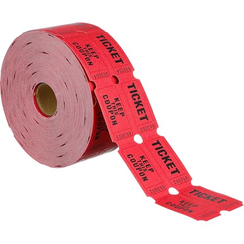 NESTINGHO Rollo de Boletos de Rifa Rojos 1000 Piezas Papel Numerado para Eventos y Fiestas, Etiquetas de Entradas para Subastas y Juegos, Tamaño Pequeño y Fácil de Usar