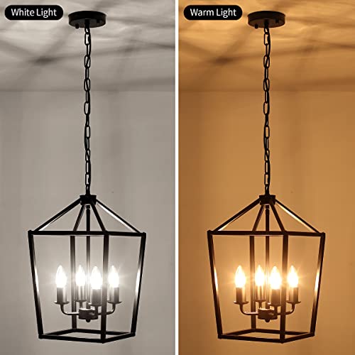 Zsmihdoh Black Chandelier, 4-Light Farmhouse Dining Room Light, Modern Kitchen Island Light Industrial Metal Lantern Pendant Light For Hallway Entryway Bedroom #TOP4