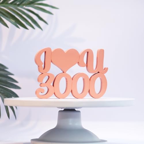 Image of NUKKAD TALES I Love You 3000 Peach Showpiece - Home Decor for Bedroom & Living Room (6.5 x 4.50 inch) - Ideal Center Table or Bookshelf Decoration,Couples & Girls, Engineered Wood, Love