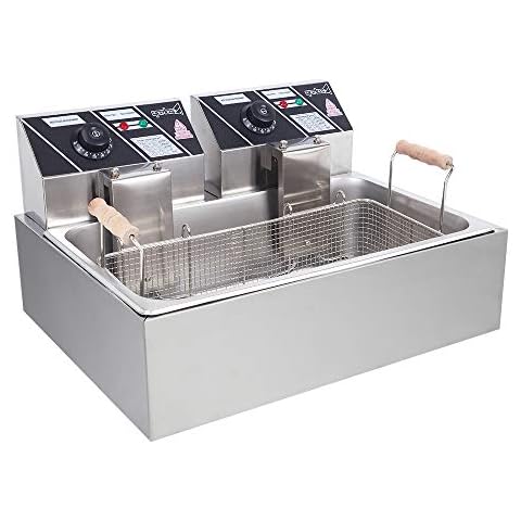 ZOKOP Eh83O 110V Oil Consumption 12.7Qt/12L Oil Pan Total Capacity 23.26Qt/22L Stainless Steel Large Single-Cylinder Electric Fryer 5000W Max Cover