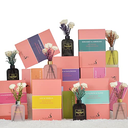 Noideeer Premium Reed Diffuser Set With Flower Accessories | 6.7Oz Scent Fragrance Oil Diffuser For Bedroom Bathroom Home Décor | Gifts For Women #TOP6