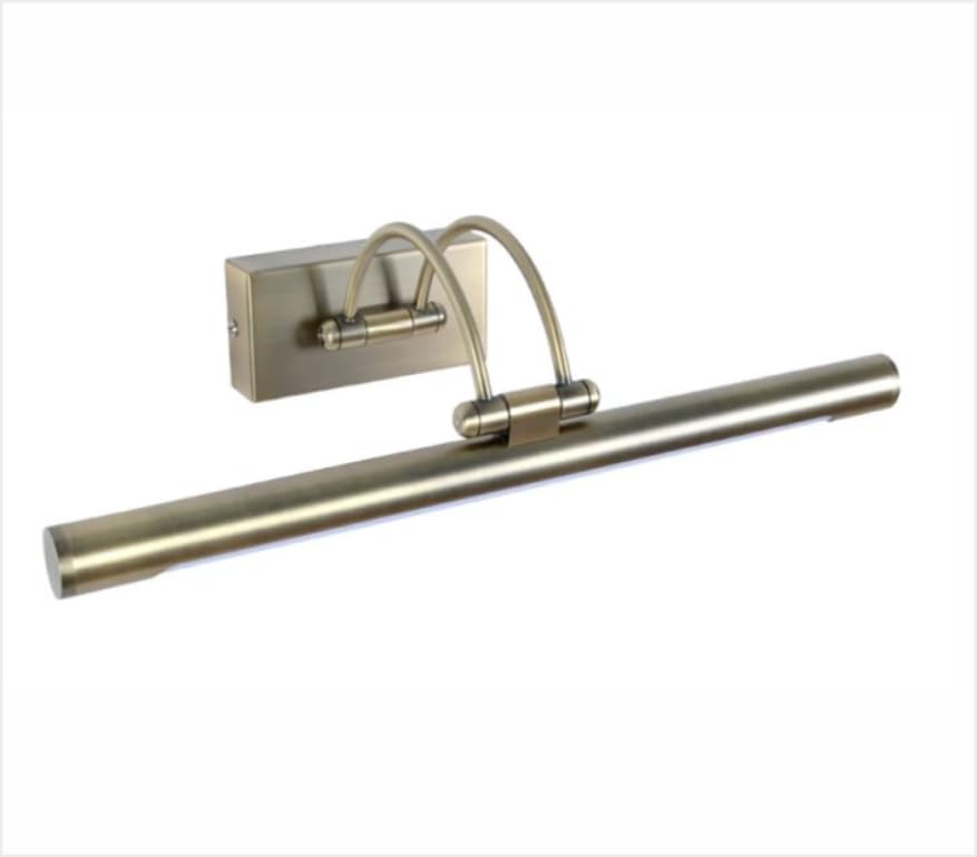 Aplique LED de pared para iluminar cuadros, espejos, murales, etc, led 9W estilo tradicional y elegante, luz cálida 3000K, Acabado en Bronce, articulado y giratorio. 50cm