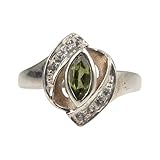 Natural Peridot Ring with Cubiz Zirconia Handmade Designer 925 Sterling Silver August Birthstone Ring (US 6.5)