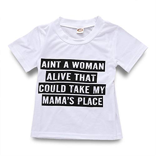 MODNTOGA Toddler Kids Baby Boys T-Shirt Short Sleeve Cotton Tops Tees Letter Print Blouse Shirts Kids Outfit Clothes (White, 6 T(Size:130))