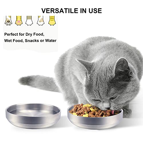 Mifyca Cat Bowls 304 Stainless Steel Shallow Cat Food And Water Bowl Whisker Relief Durable Metal Feeding Dish Set For Small Pets Kittens Puppies Food Dishes - 2 Pack #TOP5