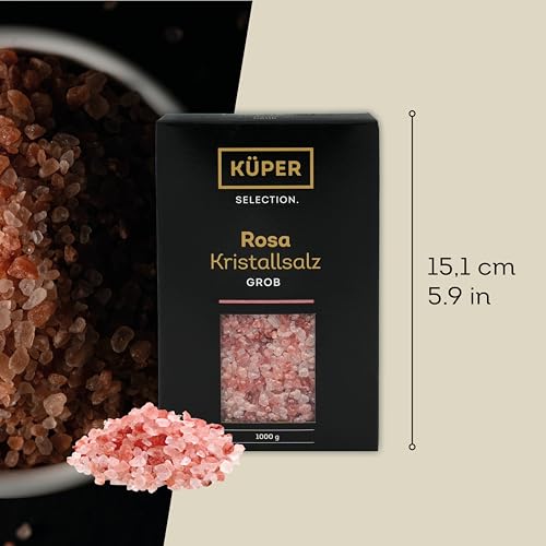 Küper Selection 1000g Kristallsalz rosa grob - grobes Salz für die Salzmühle - rosa Natursalz zum Würzen und Verfeinern