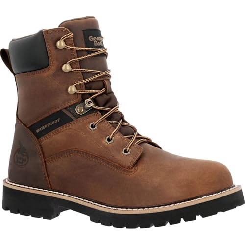 Georgia Boot Core 37 Steel Toe Waterproof Work Boot, Brown, Size 13(W)