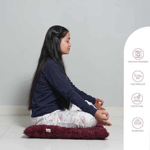 Image of NEXTGO Floor Seat Cushions Yoga Meditation Mat Pooja aasan Soft Extra Comfortable Feather Touch Last Long Upto Washable Material Size 24 x 30 Inch 2 x 2.5 Fit (Brown)