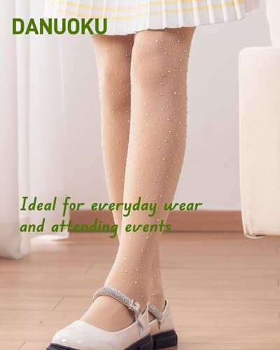Girls Stockings 2 Pack Kids Rhinestone Stockings Glitter Tights girls Dance Tights For 6-12 Years3
