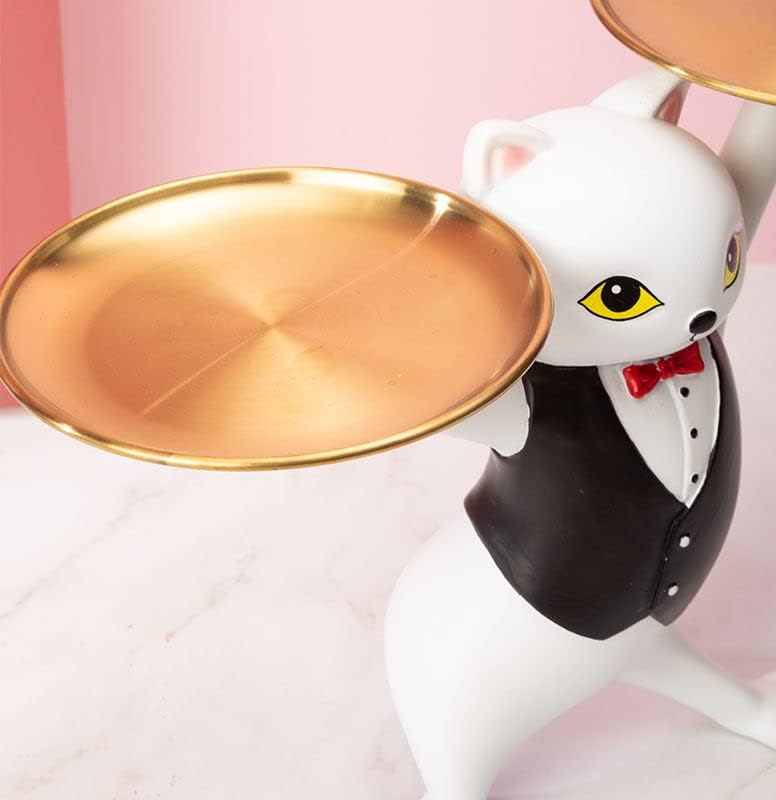 Amazon.co.jp: 置き物 皿を捧げるねこ 猫ちゃん ウサギ 兎 キー収納 金属 トレイ 鍵置き 小物収納 玄関収納 卓上置物 動物像  彫刻装飾 玄関 ペットサイトテープル 化粧卓 口紅スタンド 財布 コイン キャンディー皿 樹脂製品 インテリア (猫グレー) : ホーム＆キッチン 皿  ... Homilius 皿を捧げるネコ ねこ 猫ちゃん キー収納 金属 トレイ 鍵置き 小物収納 玄関収納 卓上置物 収納トレイ 動物像