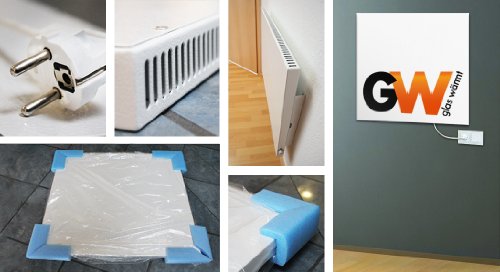 Preisvergleich Produktbild Infrarotheizung 600 Watt Heizung Dreh / Thermostatregler Hybrid