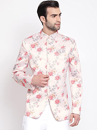 Image of VASTRAMAY Mens Silk Blend Blazer - Timeless Style, Versatile Elegance, and Superior Comfort | Floral Digitally Printed Premium Quality Jodhpuri Jacket for Formal and Casual Occasions
