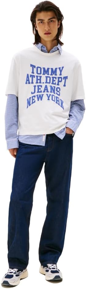 Tommy Jeans Men's Short Sleeve Varsity Graphic Cotton T-Shirts
