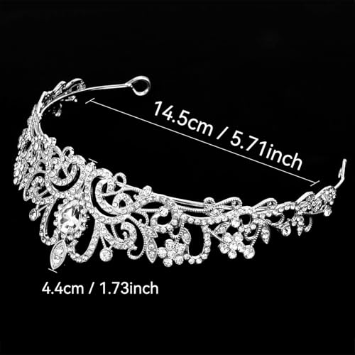 Tiara Kristallkrone mit Strasskamm Silber Strass Tiara Hochzeit Tiara Hochzeit Braut Strass Krone für Geburtstags Hochzeit Abschlussball Prinzessinnenpartys (Silver A)