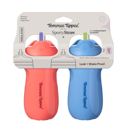 Image of Tommee Tippee Toddler Straw Cup, Sporty, 1-3 Years, Spill-Proof, 9oz