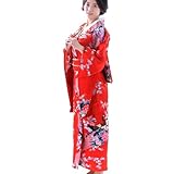 [RONGUI] 和装 コスプレ レディース 着物 日本 お土産 外国人 和服 アニメ 衣装 着物ドレス kimono (赤（red）)