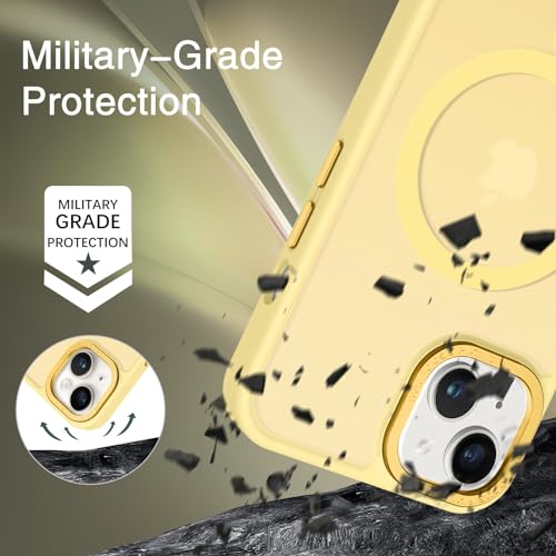 Coque iPhone 13 et 14 jaune translucide mate compatible Magsafe de protection