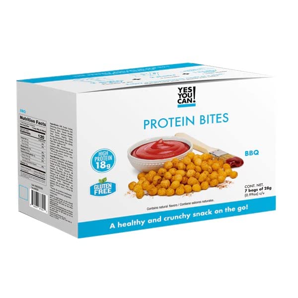 Yes You Can! High Protein Bites, High Protein Snacks for the Whole Family, Protein-Rich Snack, Savory and Flavorful Protein Snack, Healthy and Crunchy Snack On the Go (BBQ Flavor) - Box of 7