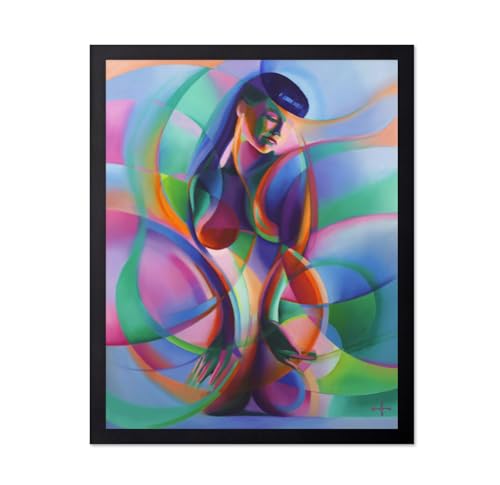 Monem Art Geometric Cubist Nude Painting Print - Colorful Abstract Art Poster - Wall Decor for Living Room, Bedroom or Office - 8x10 Unframed Wall Art by Corne Akkers