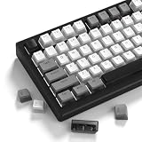 Womier PBT Shine Through Keycaps for Mechanical Keyboard, Pudding Keycaps 60% 75% 100% Keyboard 143 Keys, Custom Keycap Set OEM Profile for Gateron Cherry MX Switches, Gray White-Only Key caps