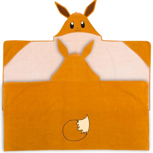 Image of Pokemon Eevee Kids Super Soft Bath /Pool /Beach Soft Cotton Terry Hooded Towel Wrap, 24 in x 50 in, (Officially Licensed Product) By Franco