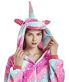 JXUFUFOO Erwachsene Jumpsuit Schlafanzug Einhorn Tierkostüm für Halloween Karneval Fasching
