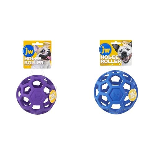JW Pet HOL-ee Roller Dog Toy Puzzle Ball Bundle - Natural Rubber Medium 4 5 Inch Large 5