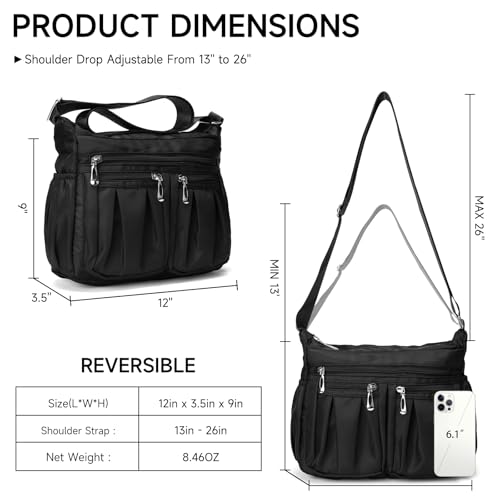 Crossbody Bags for Women Lightweight Shoulder Purse Waterproof Nylon Handbag with Multiple Pockets Travel4
