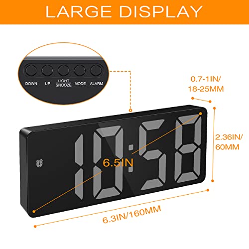 Jxtz Digital Alarm Clock, Clock For Bedroom Adjustable Brightness, Desk Clock With Temperature Display, Alarm Clock For Heavy Sleepers Adults With Snooze, 12/24H, For Home, Bedroom, Office, Gifts #TOP1