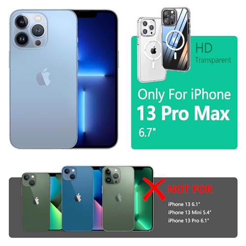 Image of ONES for iPhone 13 Pro Max Case, Hybrid Magnetic Phone Case, Compatible with MagSafe, Military Grade Protection, Shockproof Airbag, Anti-Yellow Silicone Cover, Scratch-Resistant, Thin, Clear