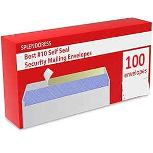 #10 Security Self Seal Envelopes, White Tinted Windowless, 100 Pack, 4-1/8 x 9-1/2 Inches – 24 LB Envelopes