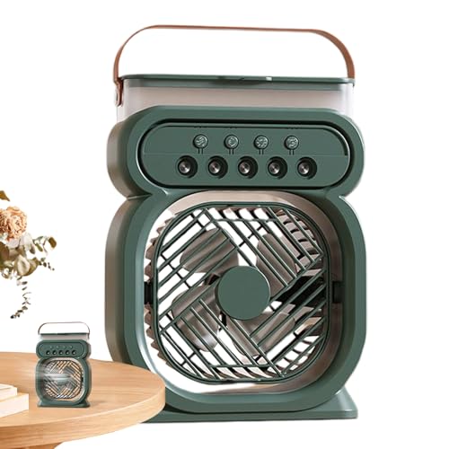 ZHUMCCY Ventilador de nebulización recargable, ventilador personal de escritorio, enfriador de aire, 7 colores, luz nocturna, 3 velocidades de , tanque de agua de 450 ml, refrigeración