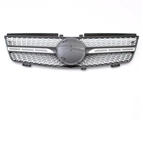 MLクラス W164 2005-2008 ML320 ML350 ML500 クロームシルバー AMGスタイル フロントレーシング フロントバンパーグリル 車のダブルキドニーグリル(Diamond-Chrome Black)