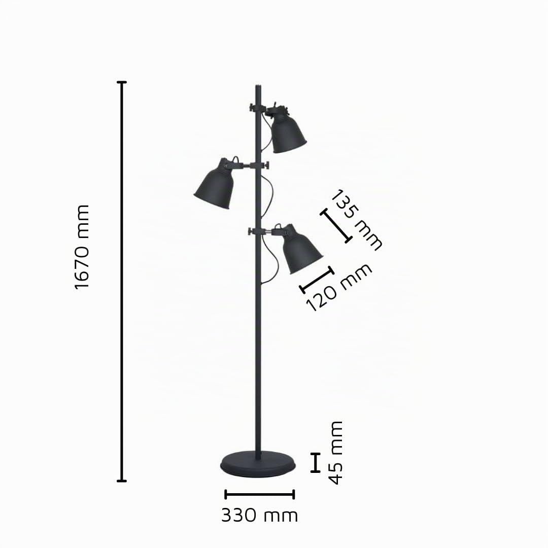 ILUMINACIÓN DE DISEÑO Lámpara pie 18 W Negro