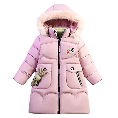 YFPICO Abrigos Niña Chaqueta Invierno con Pelo Capucha,Chaqueta Niña Invierno Caliente Forro de Algodón Acolchada de Algodón con Linda Muñeca