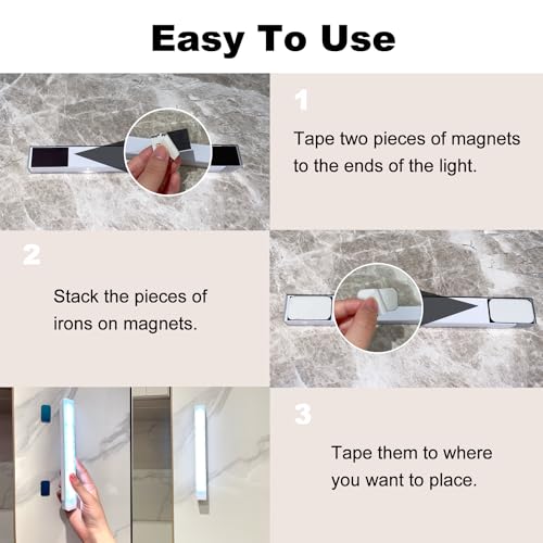 Image of 6 Pack Motion Sensor Under Cabinet Light, Magnetic Rechargeable Warm White 2 Color Under Counter Light, 8 Inch LED Closet for Stair Bedroom Cupboard