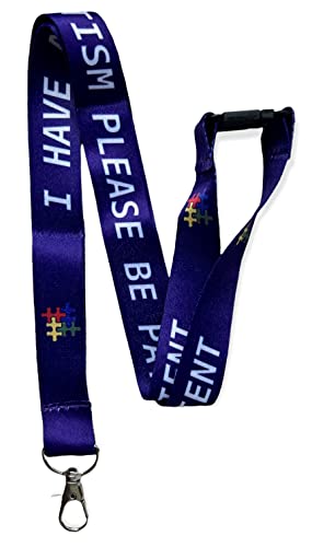 Cordón para concientización sobre el autismo morado, por favor, sé paciente con autismo - tamaño adulto Cover